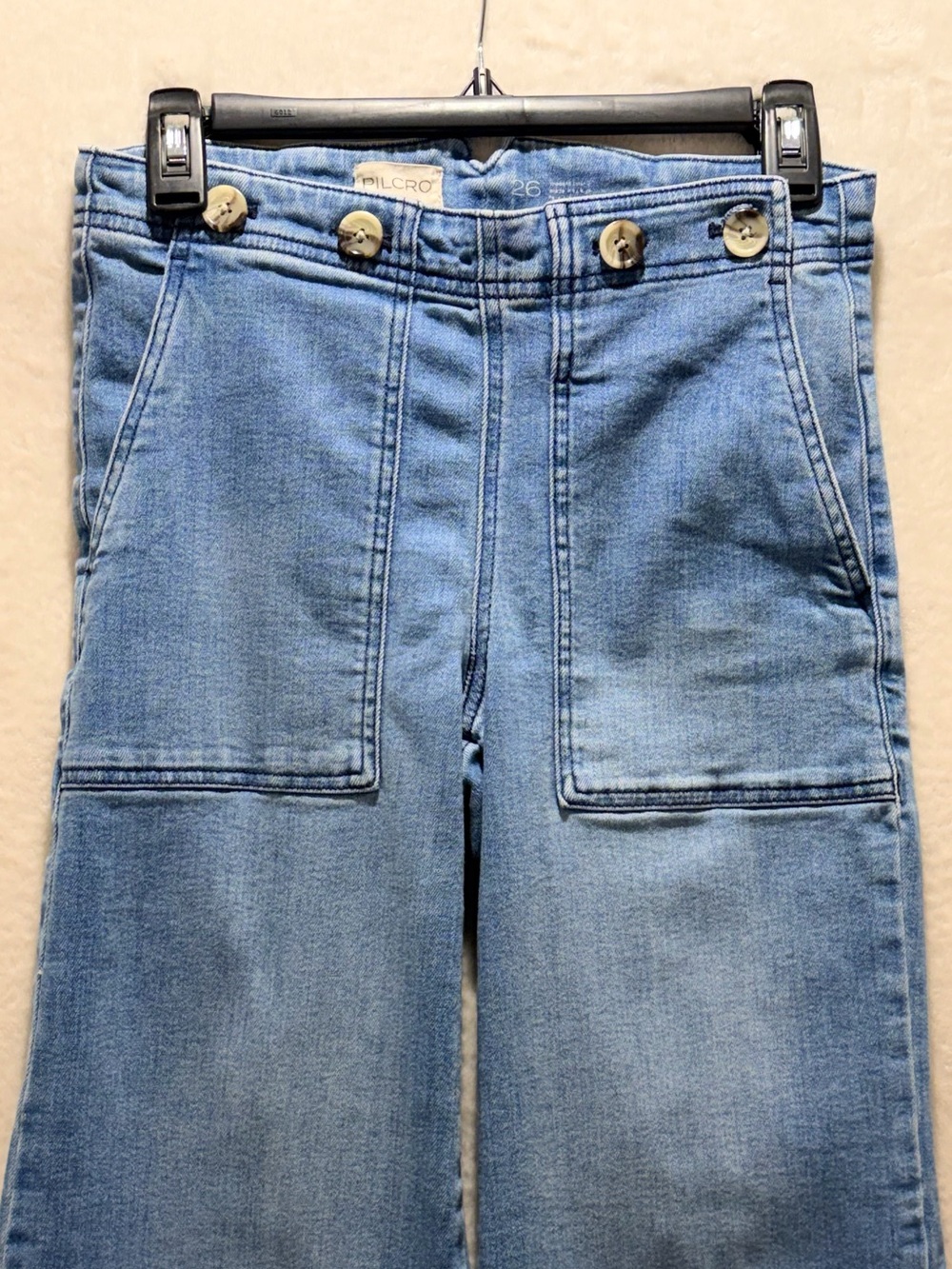 Pilcro Anthropologie High Rise Trending Sailor Style Wide Leg Crop Jeans 26 - Picture 6 of 9